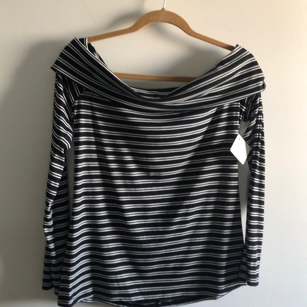 Halogen Long sleeve black white stripe